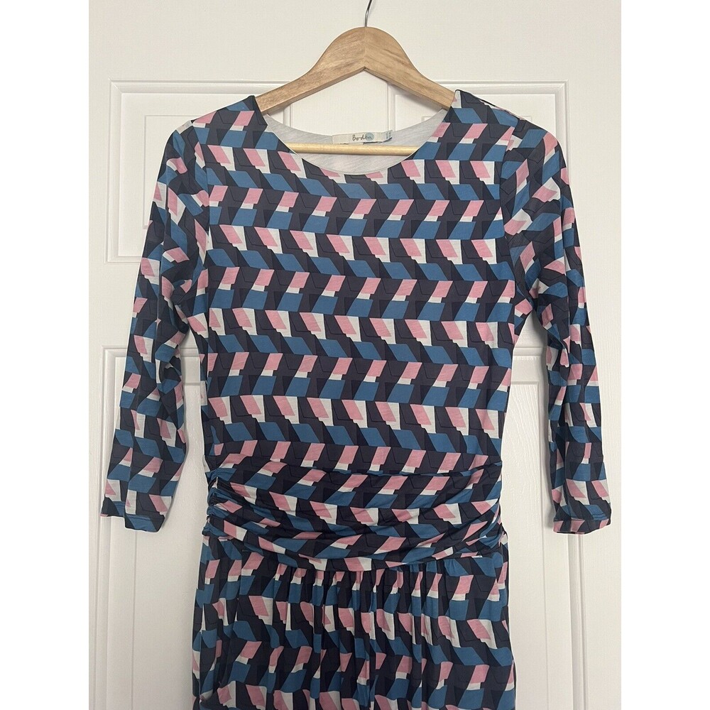 Boden Dress Geometric Print Midi Lined Size 8L Pockets - Picture 2 of 12
